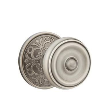 Emtek 8056-W-US15A Waverly Door Knob Dummy Set With Lancaster Rosette Pewter
