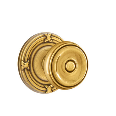 Emtek 8057-W-US7 Waverly Door Knob Dummy Set With Ribbon & Reed Rosette French Antique