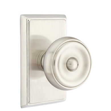 Emtek 8521-W-US15 Waverly Door Knob Dummy Set With Rectangular Rosette Satin Nickel