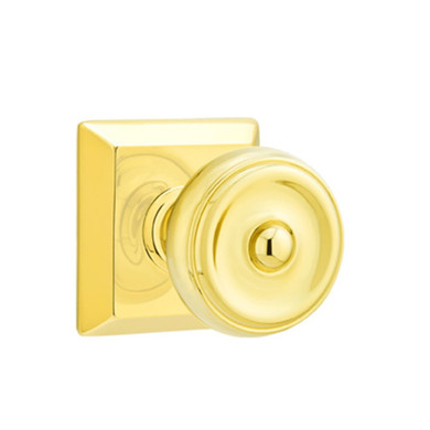 Emtek 8531-W-US3 Waverly Door Knob Dummy Set With Quincy Rosette Polished Brass
