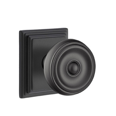 Emtek 8161-W-US19 Waverly Door Knob Passage Set With Wilshire Rosette Flat Black