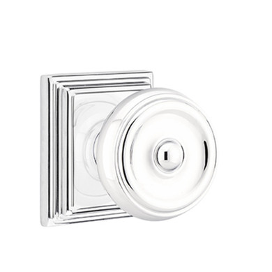 Emtek 8161-W-US26 Waverly Door Knob Passage Set With Wilshire Rosette Polished Chrome