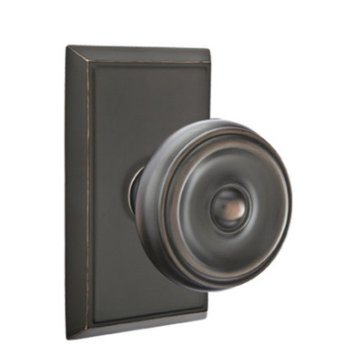 Emtek 8221-W-US10B Waverly Door Knob Privacy Set With Rectangular Rosette Oil Rubbed Bronze