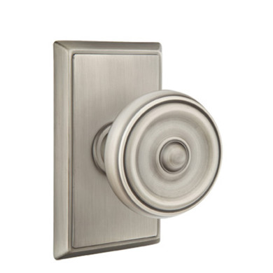 Emtek 8221-W-US15A Waverly Door Knob Privacy Set With Rectangular Rosette Pewter