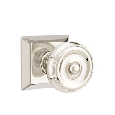 Emtek 8231-W-US14 Waverly Door Knob Privacy Set With Quincy Rosette Polished Nickel