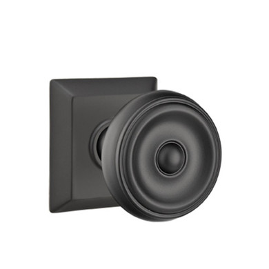 Emtek 8231-W-US19 Waverly Door Knob Privacy Set With Quincy Rosette Flat Black