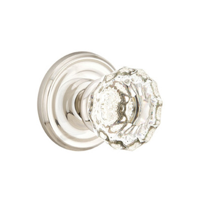Emtek 8050-AS-US14 Astoria Clear Crystal Door Knob Dummy Set With Regular Rosette Polished Nickel