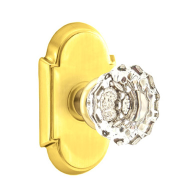 Emtek 8058-AS-US3 Astoria Clear Crystal Door Knob Dummy Set With #8 Rosette Polished Brass
