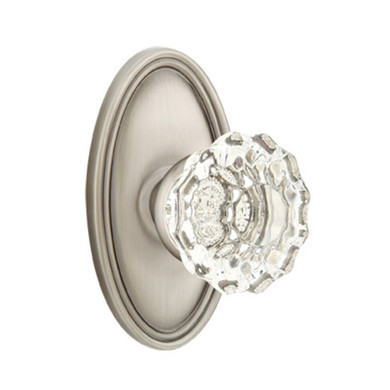 Emtek 8520-AS-US15A Astoria Clear Crystal Door Knob Dummy Set With Oval Rosette Pewter