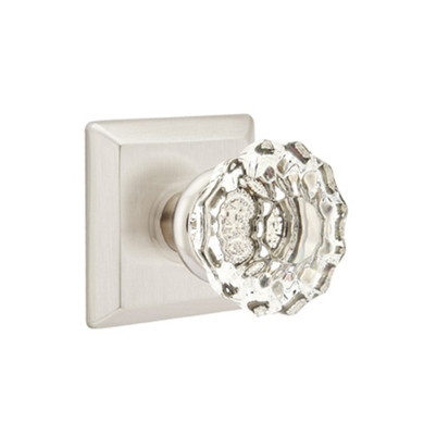Emtek 8531-AS-US15 Astoria Clear Crystal Door Knob Dummy Set With Quincy Rosette Satin Nickel