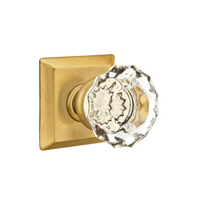 Emtek 8531-AS-US7 Astoria Clear Crystal Door Knob Dummy Set With Quincy Rosette French Antique