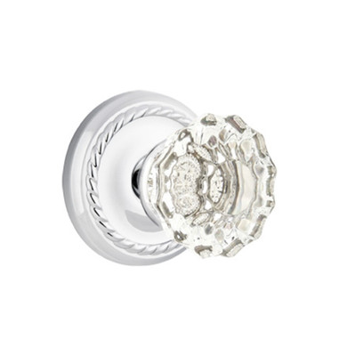Emtek 8101-AS-US26 Astoria Clear Crystal Door Knob Passage Set With Rope Rosette Polished Chrome