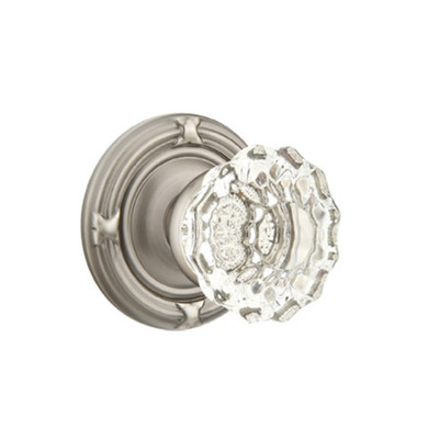 Emtek 8107-AS-US15A Astoria Clear Crystal Door Knob Passage Set With Ribbon & Reed Rosette Pewter