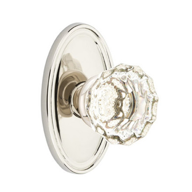 Emtek 8120-AS-US14 Astoria Clear Crystal Door Knob Passage Set With Oval Rosette Polished Nickel