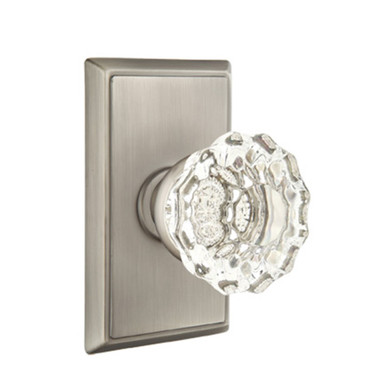 Emtek 8121-AS-US15A Astoria Clear Crystal Door Knob Passage Set With Rectangular Rosette Pewter