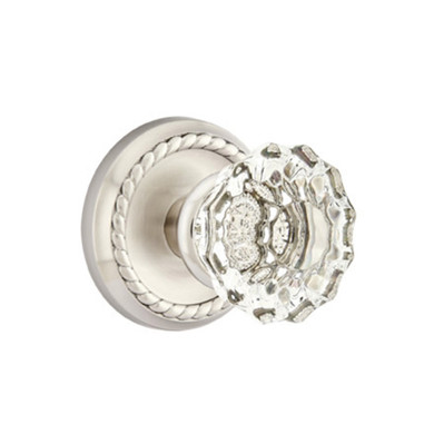 Emtek 8201-AS-US15 Astoria Clear Crystal Door Knob Privacy Set With Rope Rosette Satin Nickel