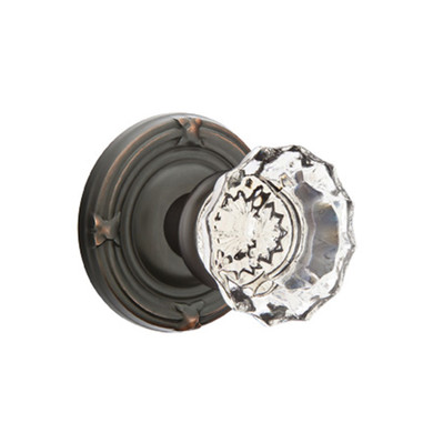 Emtek 8207-AS-US10B Astoria Clear Crystal Door Knob Privacy Set With Ribbon & Reed Rosette Oil Rubbed Bronze
