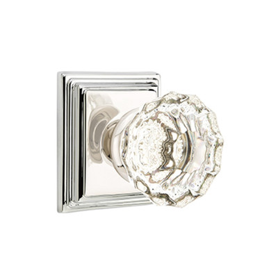 Emtek 8261-AS-US14 Astoria Clear Crystal Door Knob Privacy Set With Wilshire Rosette Polished Nickel