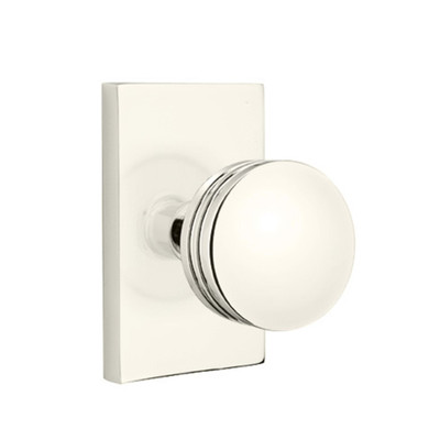 Emtek 5052-BN-US14 Bern Door Knob Dummy Set With Modern Rectangular Rosette Polished Nickel