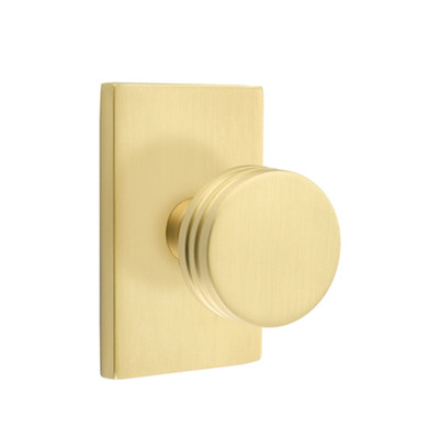 Emtek 5052-BN-US4 Bern Door Knob Dummy Set With Modern Rectangular Rosette Satin Brass