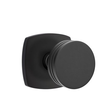 Emtek 5326-BN-US19 Bern Door Knob Privacy Set With Urban Modern Rosette Flat Black