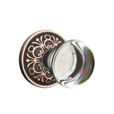 Emtek 8056-PC-US10B Providence Crystal Door Knob Dummy Set With Lancaster Rosette Oil Rubbed Bronze