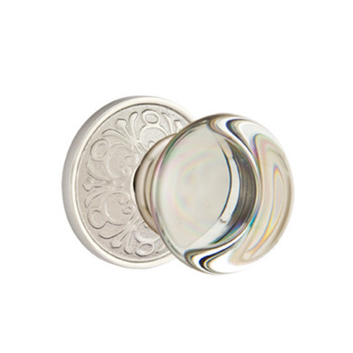 Emtek 8056-PC-US15 Providence Crystal Door Knob Dummy Set With Lancaster Rosette Satin Nickel