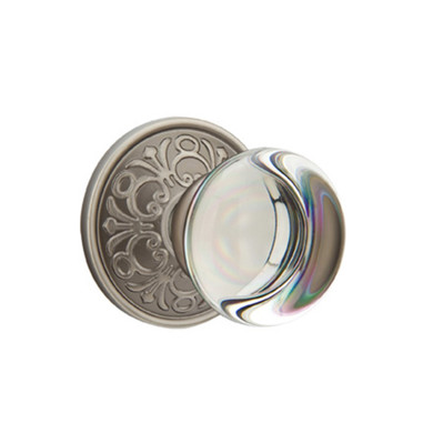 Emtek 8056-PC-US15A Providence Crystal Door Knob Dummy Set With Lancaster Rosette Pewter