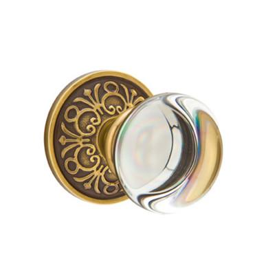 Emtek 8056-PC-US7 Providence Crystal Door Knob Dummy Set With Lancaster Rosette French Antique