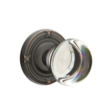 Emtek 8057-PC-US10B Providence Crystal Door Knob Dummy Set With Ribbon & Reed Rosette Oil Rubbed Bronze