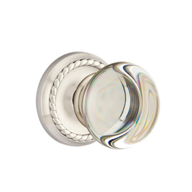 Emtek 8101-PC-US15 Providence Crystal Door Knob Passage Set With Rope Rosette Satin Nickel