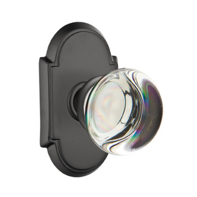 Emtek 8108-PC-US19 Providence Crystal Door Knob Passage Set With #8 Rosette Flat Black
