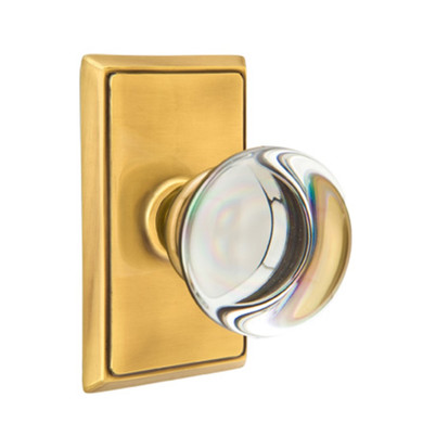 Emtek 8121-PC-US7 Providence Crystal Door Knob Passage Set With Rectangular Rosette French Antique