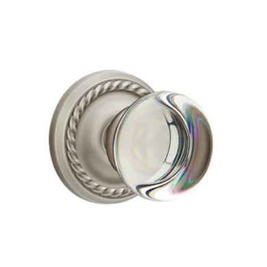 Emtek 8201-PC-US15A Providence Crystal Door Knob Privacy Set With Rope Rosette Pewter
