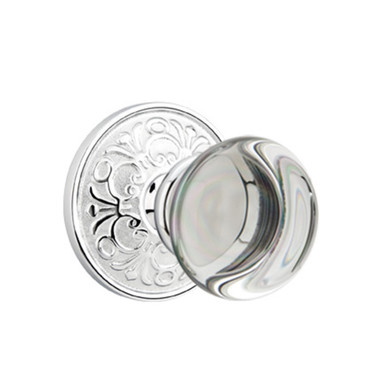 Emtek 8206-PC-US26 Providence Crystal Door Knob Privacy Set With Lancaster Rosette Polished Chrome