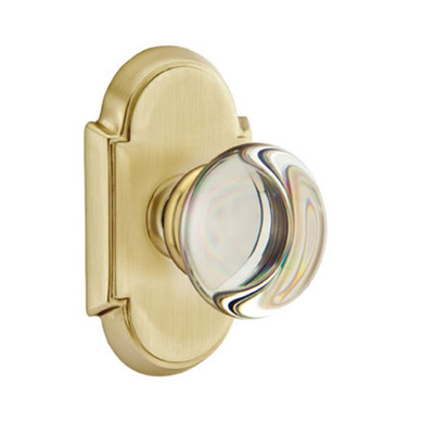 Emtek 8208-PC-US4 Providence Crystal Door Knob Privacy Set With #8 Rosette Satin Brass