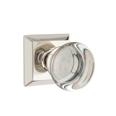 Emtek 8231-PC-US14 Providence Crystal Door Knob Privacy Set With Quincy Rosette Polished Nickel