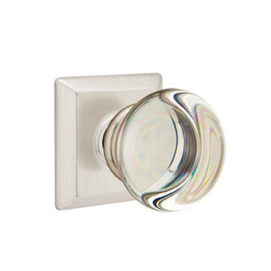 Emtek 8231-PC-US15 Providence Crystal Door Knob Privacy Set With Quincy Rosette Satin Nickel