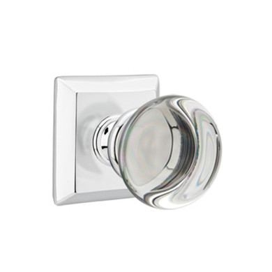 Emtek 8231-PC-US26 Providence Crystal Door Knob Privacy Set With Quincy Rosette Polished Chrome