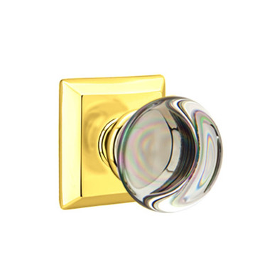 Emtek 8231-PC-US3 Providence Crystal Door Knob Privacy Set With Quincy Rosette Polished Brass
