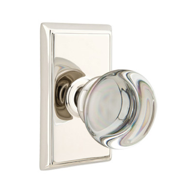 Emtek 8521-PC-US14 Providence Crystal Door Knob Dummy Set With Rectangular Rosette Polished Nickel