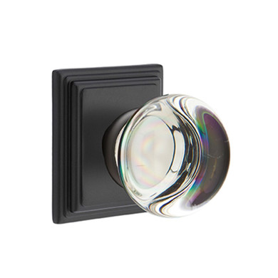 Emtek 8561-PC-US19 Providence Crystal Door Knob Dummy Set With Wilshire Rosette Flat Black