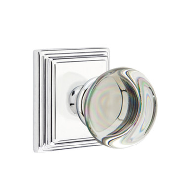 Emtek 8561-PC-US26 Providence Crystal Door Knob Dummy Set With Wilshire Rosette Polished Chrome