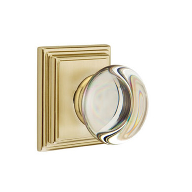 Emtek 8561-PC-US4 Providence Crystal Door Knob Dummy Set With Wilshire Rosette Satin Brass