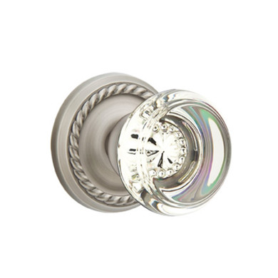 Emtek 8051-GT-US15A Georgetown Crystal Door Knob Dummy Set With Rope Rosette Pewter