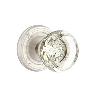Emtek 8057-GT-US15 Georgetown Crystal Door Knob Dummy Set With Ribbon & Reed Rosette Satin Nickel