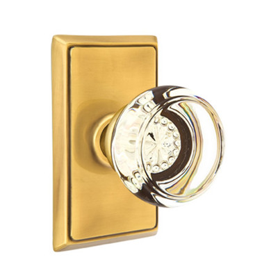 Emtek 8521-GT-US7 Georgetown Crystal Door Knob Dummy Set With Rectangular Rosette French Antique