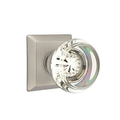 Emtek 8531-GT-US15A Georgetown Crystal Door Knob Dummy Set With Quincy Rosette Pewter
