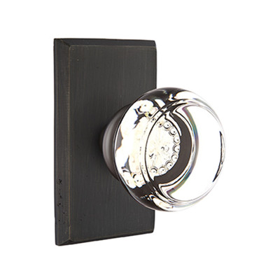 Emtek 7204-GT-MB Georgetown Crystal Door Knob Privacy Set With Sandcast Bronze #3 Rosette Medium Bronze