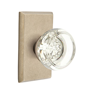 Emtek 7204-GT-TWB Georgetown Crystal Door Knob Privacy Set With Sandcast Bronze #3 Rosette Tumbled White Bronze
